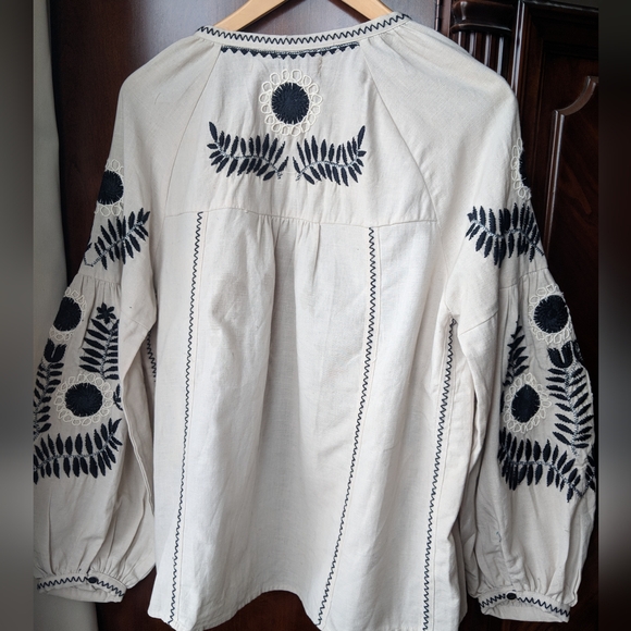 NWOT Zara embroidered cardigan linen XS - Picture 2 of 5